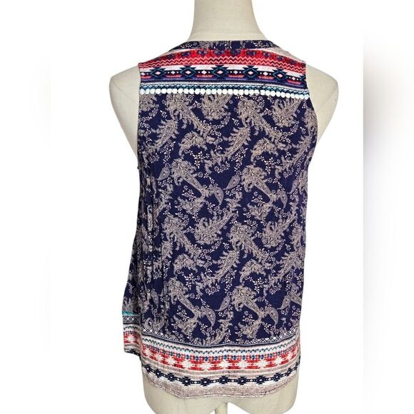 THML Blue and Red Boho Sleeveless Top - Picture 4 of 8